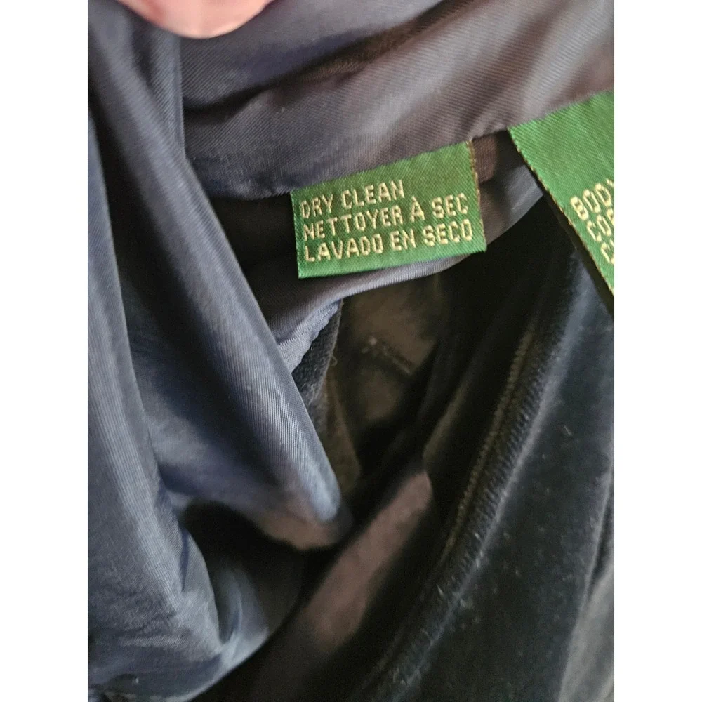 Vtg Lauren Ralph Lauren Sz4 Blue Velvet Blazer Gold Button Old Money Flawed #512 - Picture 10 of 12